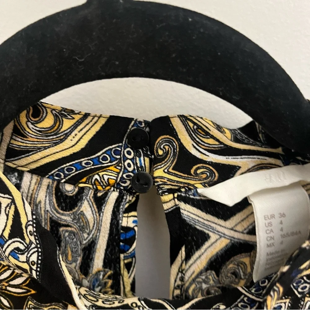 H&M Baroque Print Blouse | Statement Sleeve Top - Picture 4 of 7